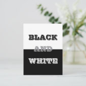 Zwart grijs wit tekst en effen kleuren ontwerp briefkaart (Staand voorkant)