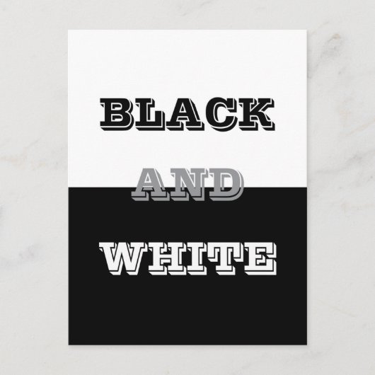 Zwart grijs wit tekst en effen kleuren ontwerp briefkaart (Voorkant)