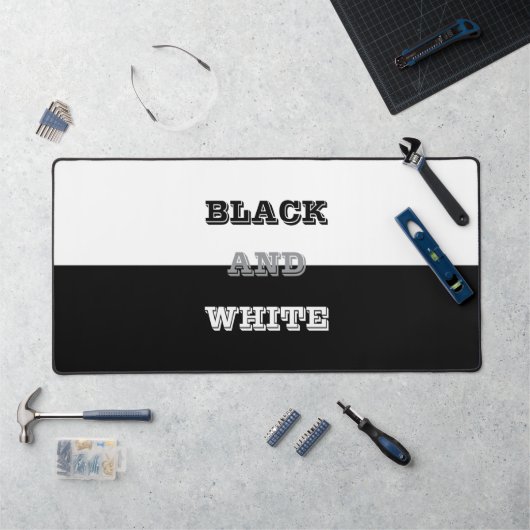 Zwart grijs wit tekst en effen kleuren ontwerp bureaumat (Werkstation)