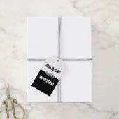 Zwart grijs wit tekst en effen kleuren ontwerp cadeaulabel (Met Touw)