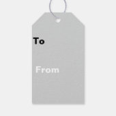 Zwart grijs wit tekst en effen kleuren ontwerp cadeaulabel (Achterkant)