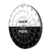 Zwart grijs wit tekst en effen kleuren ontwerp dartbord (Voorkant Rechts)