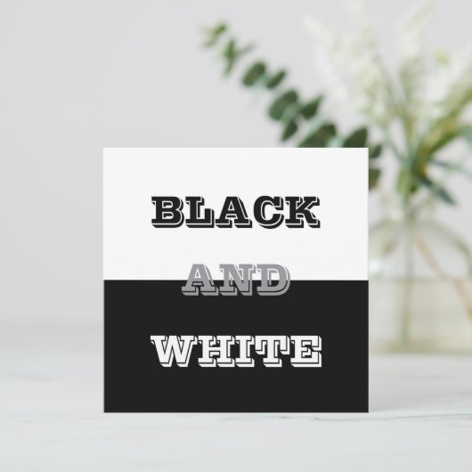 Zwart grijs wit tekst en effen kleuren ontwerp kaart (Staand voorkant)