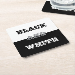 Zwart grijs wit tekst en effen kleuren ontwerp kartonnen onderzetters