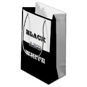 Zwart grijs wit tekst en effen kleuren ontwerp klein cadeauzakje (Achterkant Gekanteld)