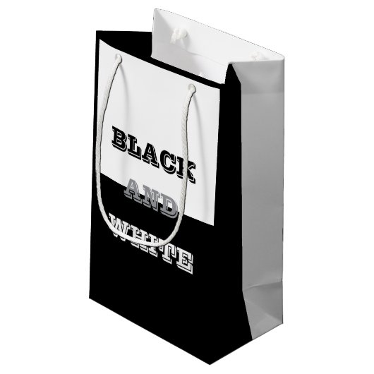 Zwart grijs wit tekst en effen kleuren ontwerp klein cadeauzakje (Achterkant Gekanteld)