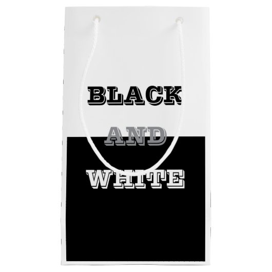 Zwart grijs wit tekst en effen kleuren ontwerp klein cadeauzakje (Voorkant)