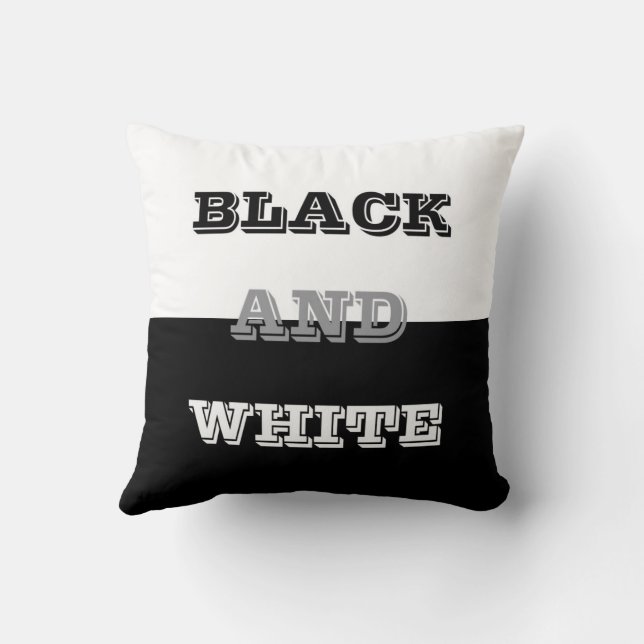 Zwart grijs wit tekst en effen kleuren ontwerp kussen (Achterkant)
