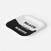 Zwart grijs wit tekst en effen kleuren ontwerp papieren bordje (Gebogen)