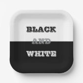 Zwart grijs wit tekst en effen kleuren ontwerp papieren bordje (Voorkant)