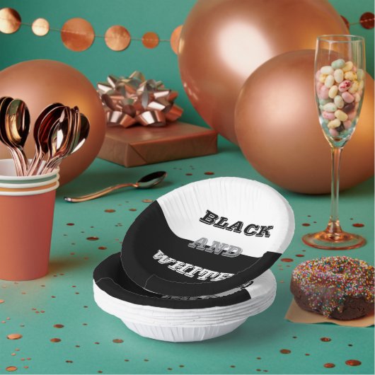 Zwart grijs wit tekst en effen kleuren ontwerp papieren kommen (Multi)