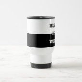 Zwart grijs wit tekst en effen kleuren ontwerp reisbeker (Center)
