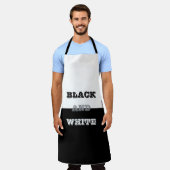 Zwart grijs wit tekst en effen kleuren ontwerp schort (Gedragen)
