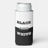Zwart grijs wit tekst en effen kleuren ontwerp seltzer blikjeskoeler (Seltzer Voorkant)