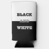 Zwart grijs wit tekst en effen kleuren ontwerp seltzer blikjeskoeler (Voorkant)