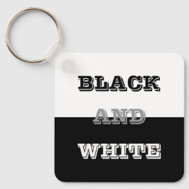 Zwart grijs wit tekst en effen kleuren ontwerp sleutelhanger