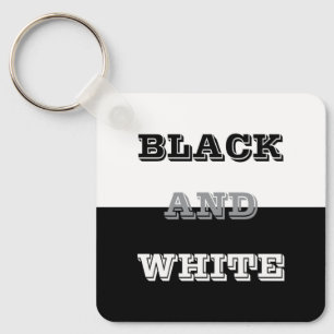 Zwart grijs wit tekst en effen kleuren ontwerp sleutelhanger