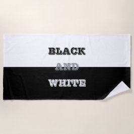 Zwart grijs wit tekst en effen kleuren ontwerp strandlaken