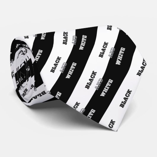 Zwart grijs wit tekst en effen kleuren ontwerp stropdas (Opgerold)