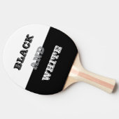 Zwart grijs wit tekst en effen kleuren ontwerp tafeltennisbatje (Zijkant)