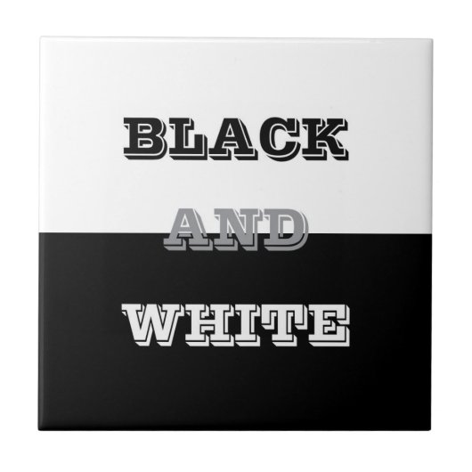 Zwart grijs wit tekst en effen kleuren ontwerp tegeltje (Voorkant)