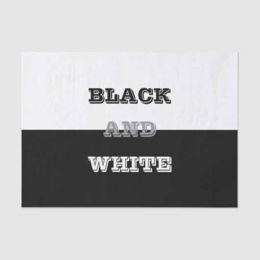 Zwart grijs wit tekst en effen kleuren ontwerp tissuepapier (Voorkant)