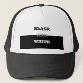 Zwart grijs wit tekst en effen kleuren ontwerp trucker pet