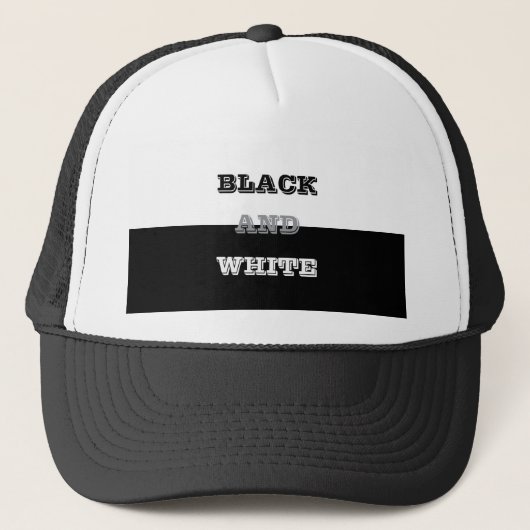 Zwart grijs wit tekst en effen kleuren ontwerp trucker pet (Voorkant)