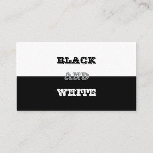 Zwart grijs wit tekst en effen kleuren ontwerp visitekaartje (Voorkant)