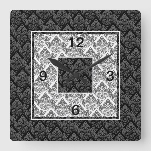 Zwart, grijs, wit Wandklok (Voorkant)