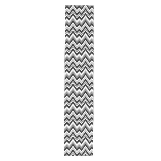 Zwart Grijs & Wit Zigzag Chevron Medium Tafelloper (Voorkant)
