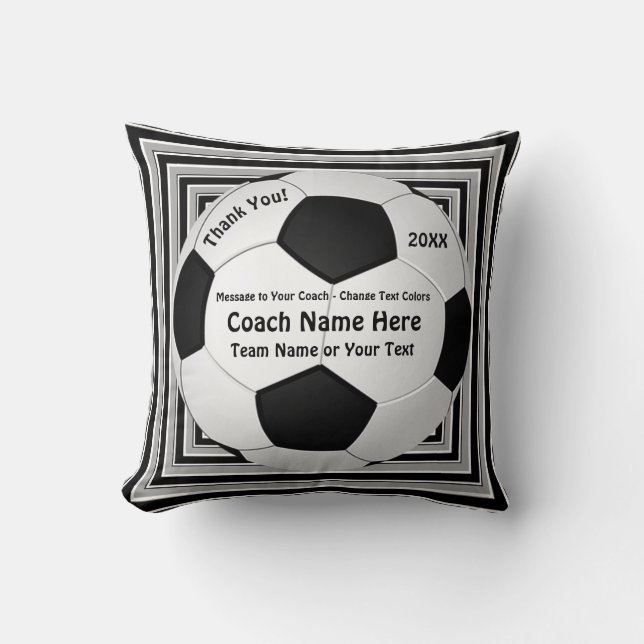 Zwart, grijs, witte kleuren voor Voetbal coaches Kussen (Voorkant)