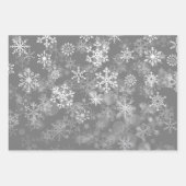 Zwart grijs witte monochrome snowflake kerst inpakpapier vel (Voorkant 2)