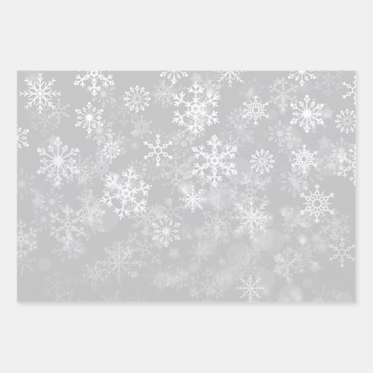 Zwart grijs witte monochrome snowflake kerst inpakpapier vel (Voorkant 3)
