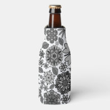 Zwart Grijs Witte Retro Bloem Kunst Naadloos Patro