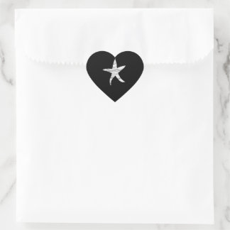 Zwart-grijs-witte zeeschelp casual trouwfeest hart sticker