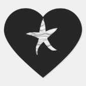 Zwart-grijs-witte zeeschelp nonchalante bruiloft hart sticker (Voorkant)