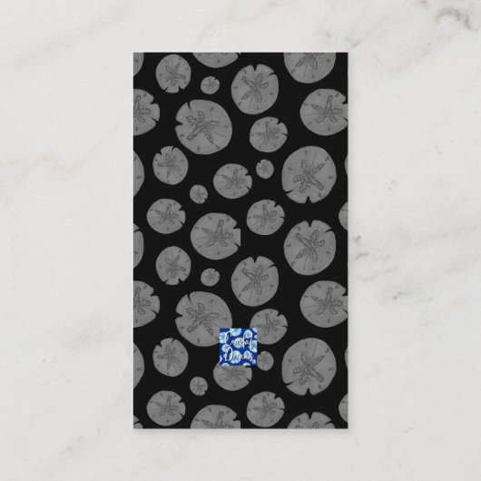 Zwart-grijs-witte zeeschol casual visitekaartje (Achterkant)