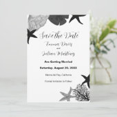 Zwart-grijs-witte zeeslag casual sparen de datum kaart (Staand voorkant)