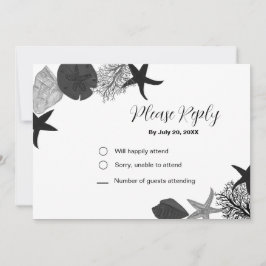 Zwart-grijs-witte zegel casual RSVP-kaart Kaart