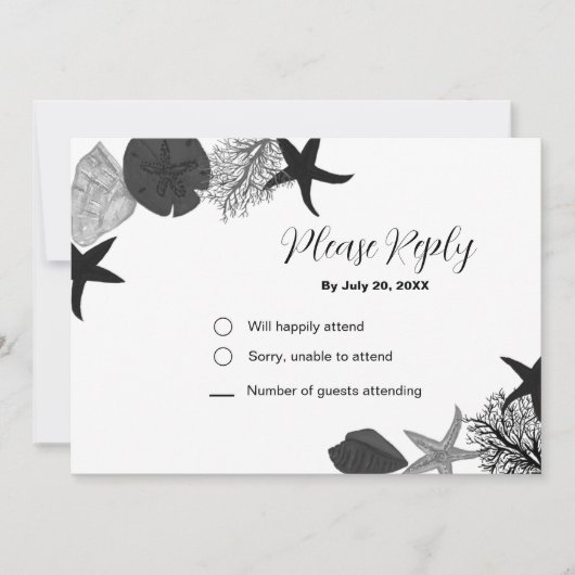 Zwart-grijs-witte zegel casual RSVP-kaart Kaart (Voorkant)