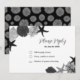 Zwart-grijs-witte zegel casual RSVP-kaart Kaart
