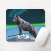 Zwart Grijs Wolf & Noorderlicht Fantasy Mousepad Muismat (Met muis)