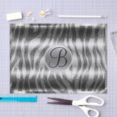 Zwart grijs zebraprint monogram letter initiaal tissuepapier (Craft)