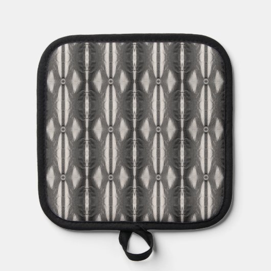 Zwart Grijs Zilver Design Oven Mitt en Pot Houders (Voorkant)