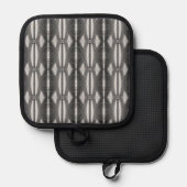 Zwart Grijs Zilver Design Oven Mitt en Pot Houders (Voorkant / Achterkant)