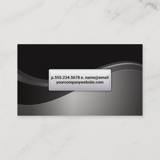 Zwart Grijs Zilver Metaalgolf Visitekaartje (Achterkant)