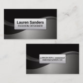 Zwart Grijs Zilver Metaalgolf Visitekaartje (Voorkant / Achterkant)