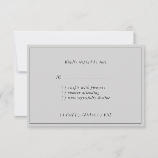 Zwart Grijs Zilver RSVP-kaart RSVP Kaartje (Achterkant)