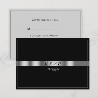 Zwart Grijs Zilver RSVP-kaart RSVP Kaartje